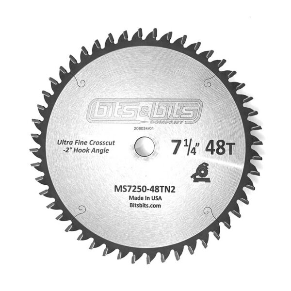 Bits&Bits 7-1/4" 48 tooth negative hook miter saw blade MS725-48TN2